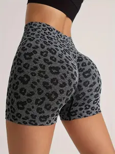 Women's Leopard Print High Waist Summer Sports Gym Shorts, Soft Shorts, Casual Comfy Breathable Summer Skinny Shorts for Yoga Gym Workout Running, Back To School Clothes, Gym Clothing, Ladies Sportswear for All Seasons