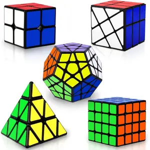 F-MTS26  Speed Cube Set, Puzzle Cube, Magic Cube 2x2 4x4 Pyraminx Pyramid Megaminx Fenghuolun Puzzle Cube Toy Gift for Children Adults, Pack of 5