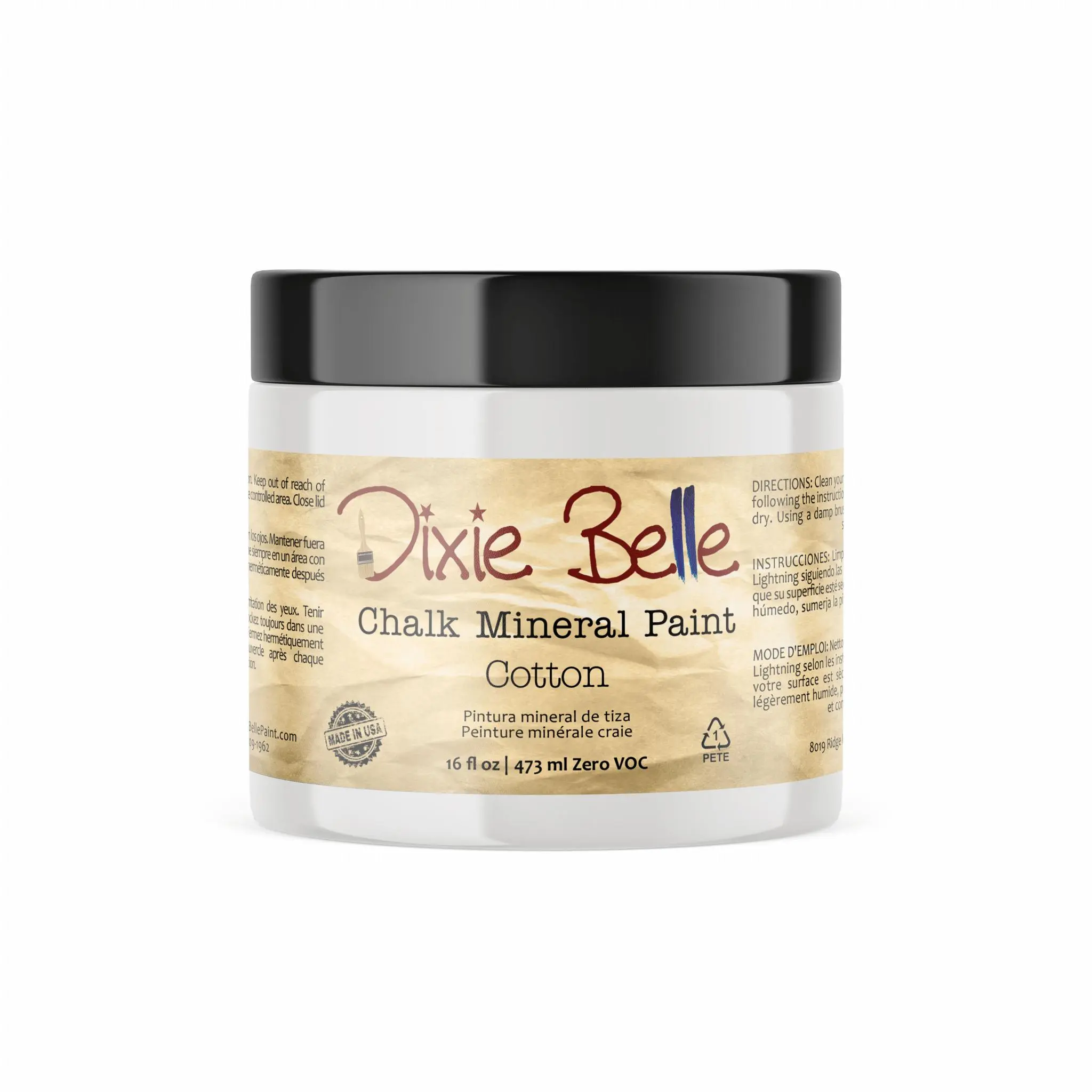 Dixie Belle Paint Company Chalk Finish Furniture Paint | Cotton (16oz) | Matte Pure White Chic Chalk Mineral Paint | DIY Furniture Paint | Made in the USA