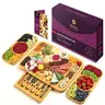 Royal Craft Wood Large Bamboo Cheese Board and Knife Set, Wooden Charcuterie Board Kitchenware Serving Plate & Appetizer Plates Sturdy Side Trays, Ceramic Bowls & Cutlery Utensils & Glossy Tableware - Party Board For Charcuterie Ideas