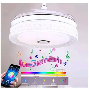 AFANQI WHITE FANDELIER 42IN BLUETOOTH W/LIGHT AND SPEAKER