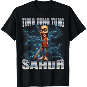 Cotton Unisex Tung Tung T Shirt Featuring Graphic Design for Men and Women