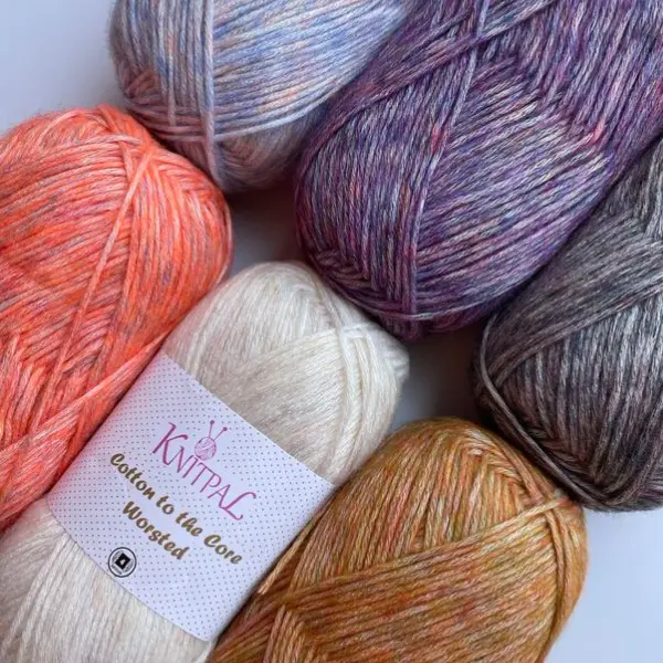Medium Worsted Weight Cotton Yarn, 3 Skeins, 654 yds/300g, - KnitPal 'Cotton to the Core Worsted' Yarn for Knitting and Crocheting, Cotton Blend Perfect for All Seasons, Sensitive Skin, Heathered, Airy, Easy Care and Ample Yardage