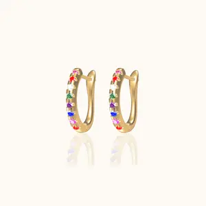 Rainbow Latch Back Hoop Earrings