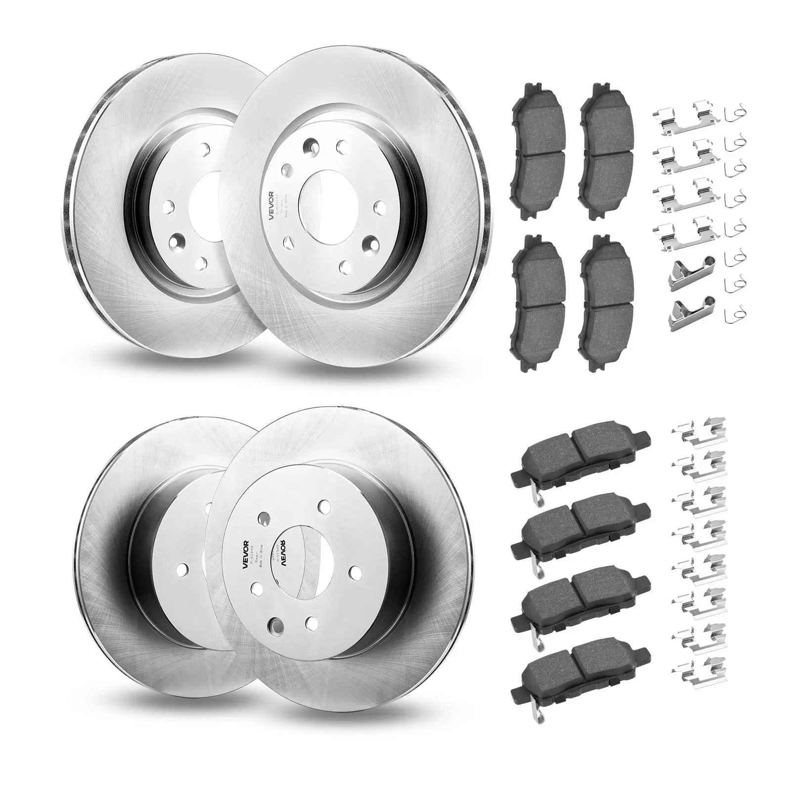 【Summerfinds】VEVOR Front and Rear Brake Kit Compatible with 2014-2015 Nissan Rogue (2 Row Seating; 11.65 inch (296mm) Front Outer Diameter), Hollow Structure Brake Rotors Ceramic Brake Pads Replacement Kit