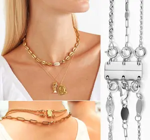 4PCS Jewelry Buckle, Layering Necklace Clasp, Separator For Stackable Necklaces, Jewelry Making Accessories, Great For Birthday Gifts, Valentine'S Day Gifts, Mother'S Day Gifts