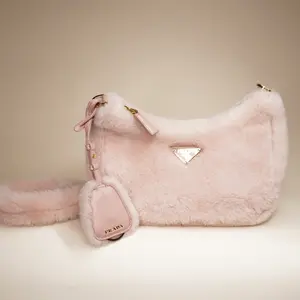 Pre-owned PRADA Leather Shoulder Bags Re Edition Mini Shearling Pink Shoulder bag