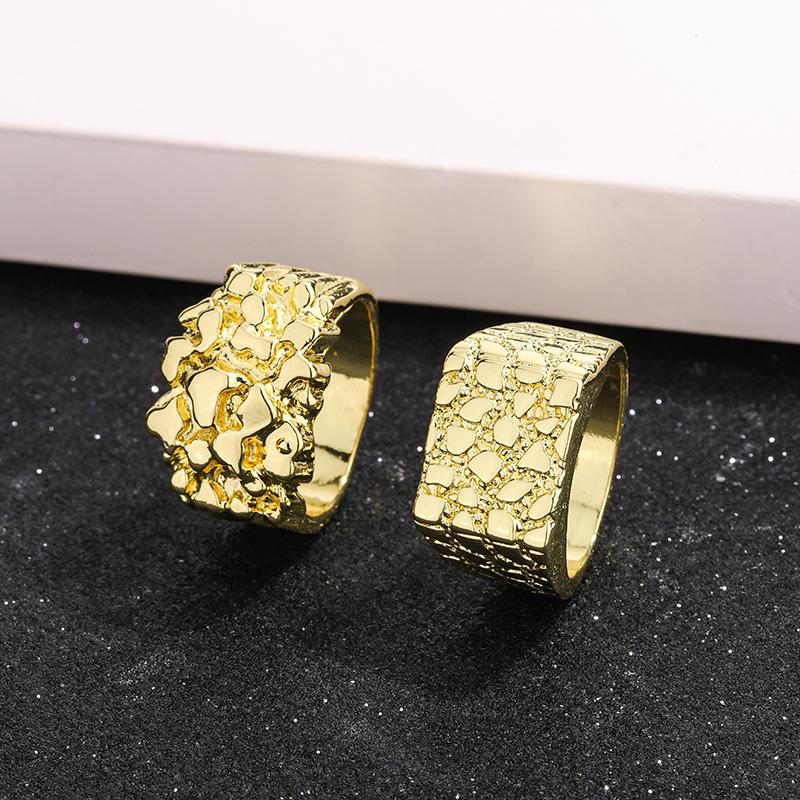 14k golden plated Gold Nugget Ring For men Pinky or Ring Finger - Sizes 6-12 Oro laminado
