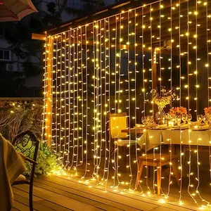 300 LED Curtain Lights, Plug in Fairy Curtain Lights for Bedroom, Christmas Hanging String Lights Outdoor for Window Backdrop Wall Wedding Patio Indoor Dorm Party Decor, Warm White