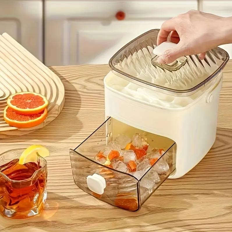 48 Cube Double-Deck Portable Ice Maker with Easy Press Lid, Silicone Trays & Durable Plastic, Countertop Kitchen Gadget for DIY Frozen Food, Summer Drinks & Beverage Cooling