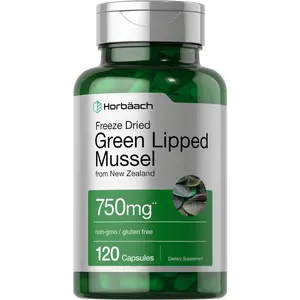 Horbäach Green Lipped Mussel | 750 mg | 120 Capsules | from New Zealand | Premium Freeze Dried Mussel Powder | Non-GMO and Gluten Free