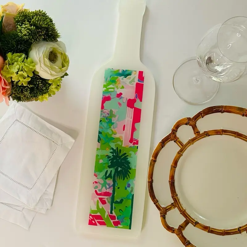Resin Charcuterie Board Serving Tray with Handle, Coastal Living Design Stylish