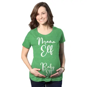 Maternity Mama Elf Baby Elf Pregancy T Shirt Cute Christmas Tee Funny Graphic Maternity Tee Cute Pregnancy Tees With Plus Sizes Pregnant Christmas Maternity Wear Maternity Shirts Green