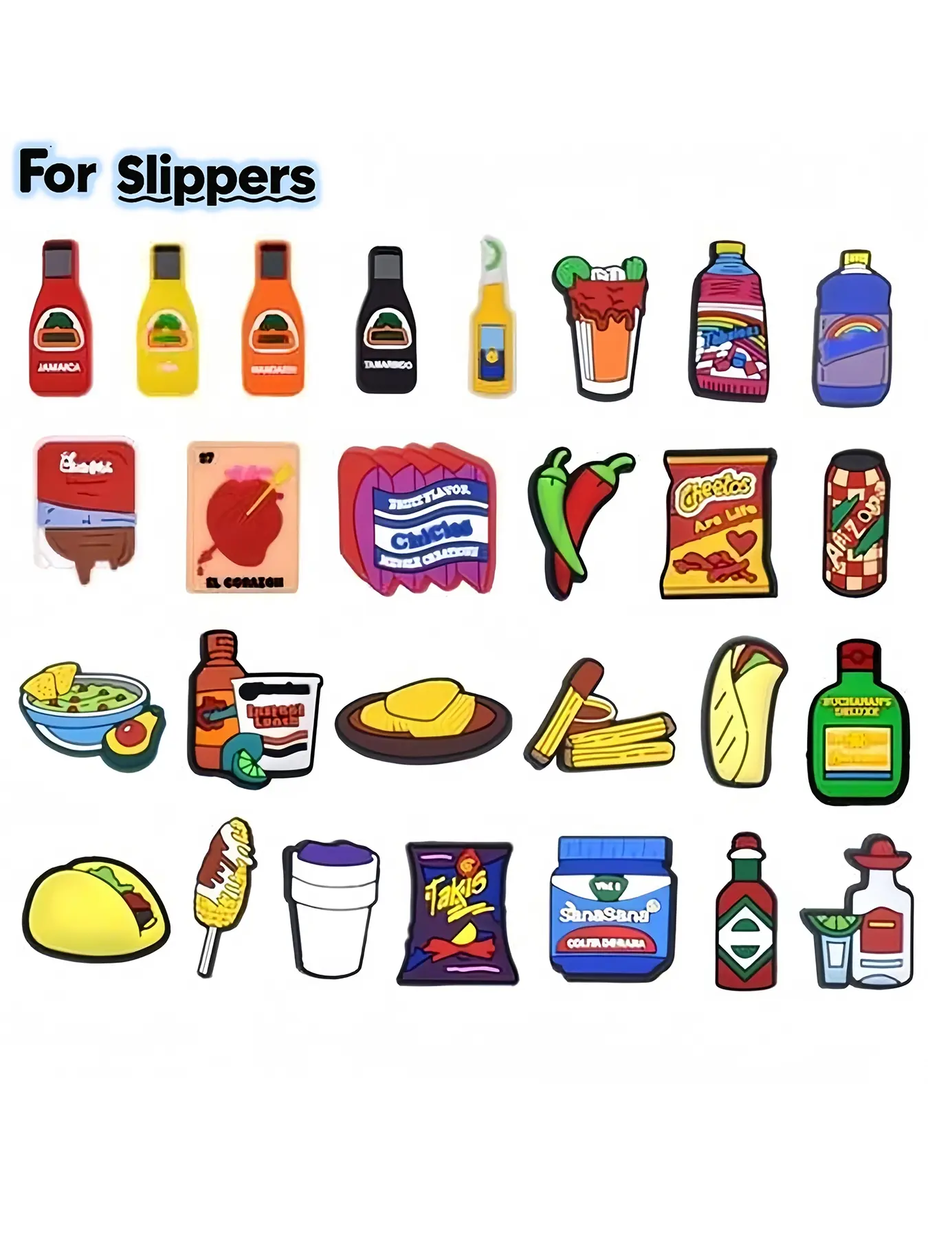 27 Piece Vibrant Food Shoe Decorations, Casual Shoe Charms, Durable PVC Sandal Buckles, Fun Shoe Accessories, Shoe Embellishment Set, Perfect Gift Set for Food Lovers, Party and Holiday Gifts