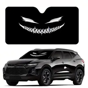 1pc, Venom Style Car Sun Visor, Car Sunshades For Windshield, Classic Venom Print Pattern, UV Protection, Easy to Install, Foldable for Convenient Storage, Keep Your Vehicle Cool, Ideal for Cars, Suvs, And Trucks