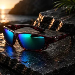 Costa Del Mar Party Eyewear - Blackout Frame, Blue Mirror Lenses Sports Sunglasses