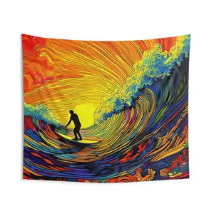 Surfing Tapestry, Psychedelic + Trippy Bedroom Decor Wall Nature