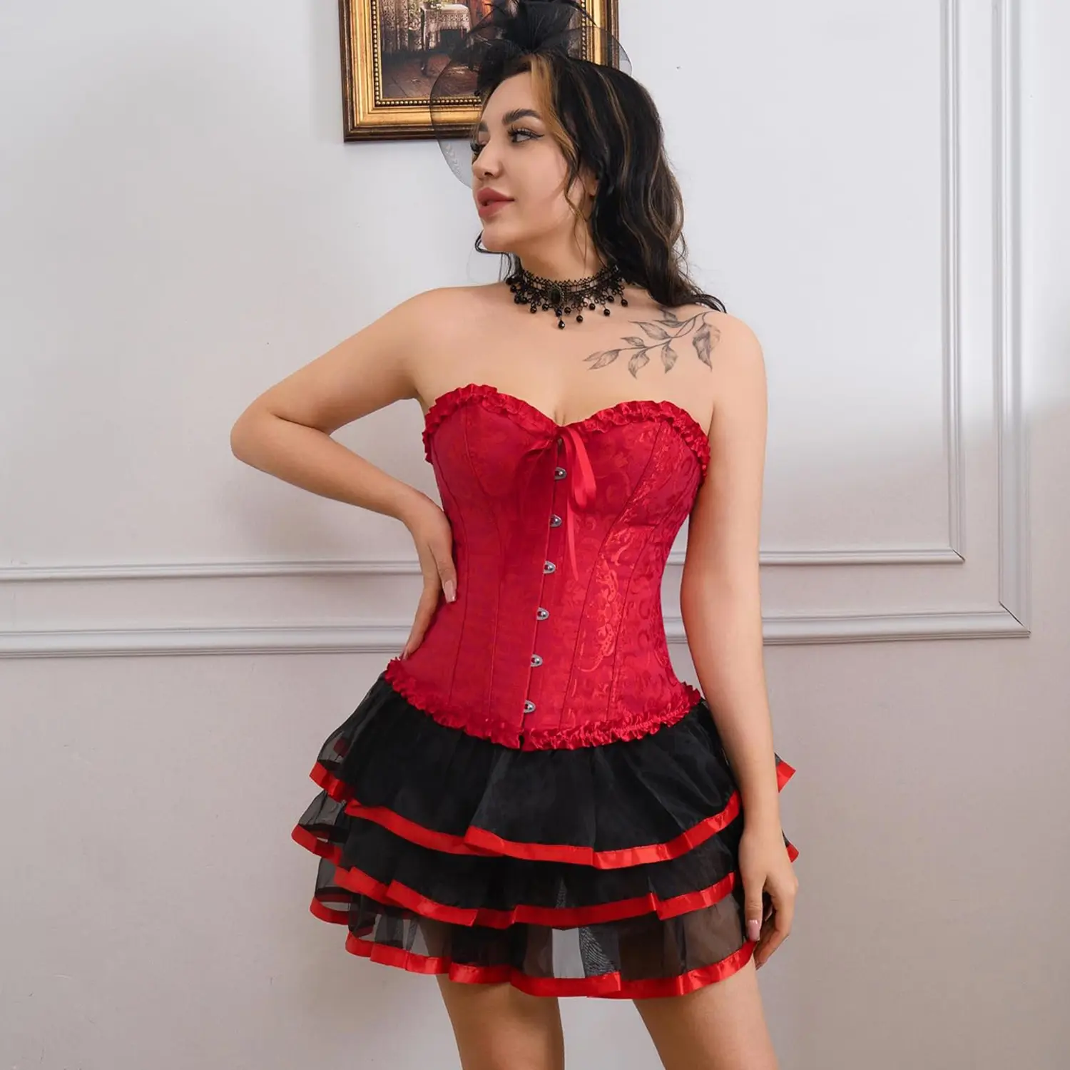 Women's Lace Up Boned Overbust Corset Bustier Lingerie Bodyshaper Top, Sexy  Bustier Shapewear Lingerie, Lace Waist Push Up Bodysuit,Floral Bustier  Corset Top Waist Cincher Overbust Bustiers Plus Size S-6XL - TikTok Shop