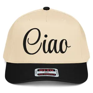 RIVEMUG NX1 Ciao 2 Tone Hat Embroidered Mid Crown Curved Bill Snapback Cap for Men and Women