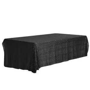 REGALWOVEN 1 Pack Rectangle Tablecloths, Polyester Sequin Table Covers for Dining Room Parties or Dances, Black 47x59inch
