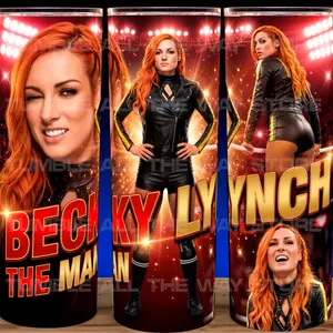 Becky Lynch "The Man" Bad Girl Cup Mug Tumbler 20oz Stainless Steel Tumbler with Slide Closure Lid, Reusable Plastic Straw, Handmade Design - Drinkware