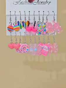 20pcs Fun Series Earring Set, Donut Lollipop Bear Milk Tea Birthday Gift, Holiday Gift, Cute and Unique Jewelry for Women, Fashion Accessories