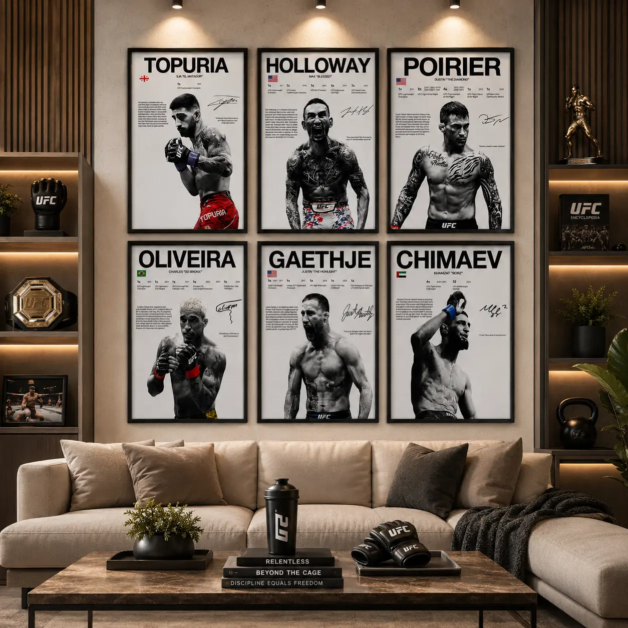 MMA Fighters Combat Sports Canvas Poster, Decorative Hangable Multi-Size Wall Art Print with No Frame or Black Frame Options for Gym Bedroom Decor