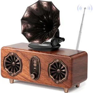 Retro  Speaker, FM Radio with Dual-Speaker Design,  5.4  Speaker, 15H Playtime 1800mAh,   Speaker Support AUX/TF Card/USB for  Kitchen Outdoor