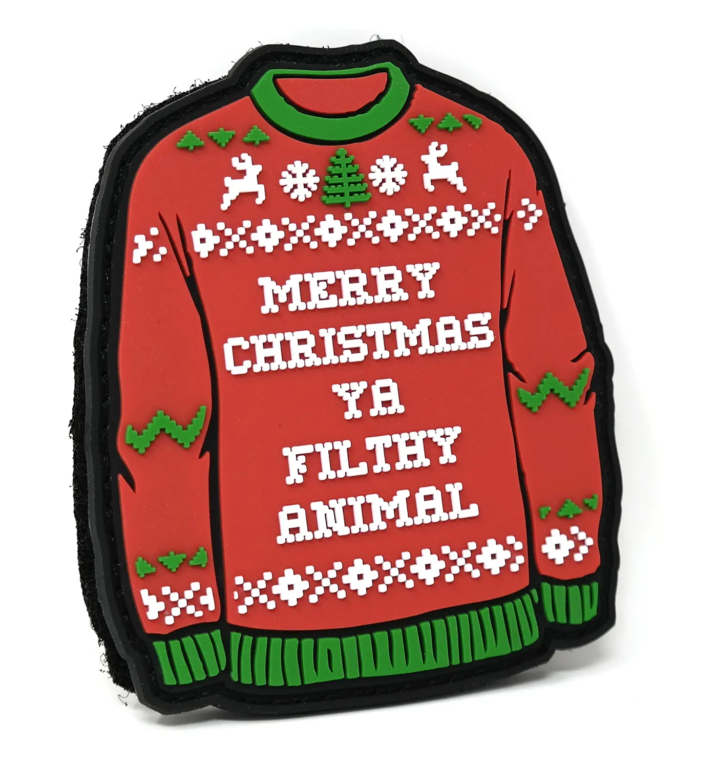 Stinking Patch Co. Merry Christmas Ya Filthy Animal PVC Hook and Loop Patch - Funny Christmas Patch