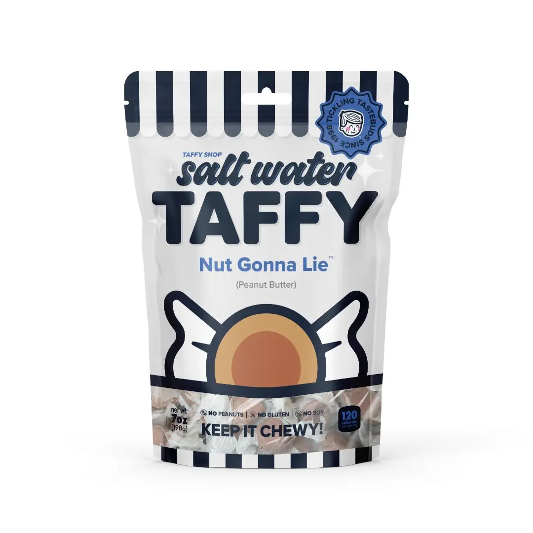 Taffy Shop, Nut Gonna Lie Salt Water Taffy - Gourmet Peanut Butter Soft, Sweet & Chewy Candy
