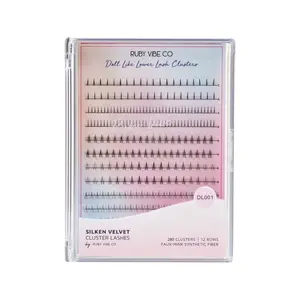 [RUBY VIBE CO] Ultimate Bottom Lash Cluster Set DL001 – 6 Lower Lash Styles for Doll, Anime & Manga Looks, 280 Faux-Mink Clusters
