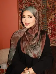 Women's Elegant Floral Print Long Scarf, Hijab, Modesty Casual Soft Breathable Shawl for Daily Wear, Fashion Accessories for Women & Girls