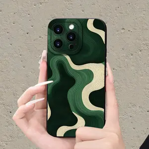 Phone case: Fashionable, trendy, aesthetically pleasing, and fun green ripple pattern premium soft protective phone case for iPhone 7/8/X/XS/XR/11/12/13/14/15 Plus Pro Max . Soft & Flexible: Easy to install/remove, no scratches on your phone.
