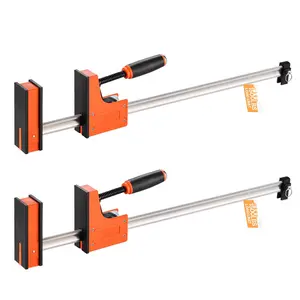 2-Pack 24-Inch Parallel Bar Clamps For Woodworking - F-Style Clamp Set With Even Pressure, Quick-Release Handles, Heavy-Duty Steel Construction, Ideal For Cabinet Making, Edge Gluing, Panel And Board Work, Durable And Reliable