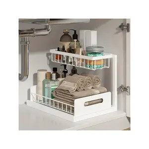 Multi-Purpose Kitchen Storage Organizer, Under Sink Slide Out Rack, Cabinet Shelf for Bathroom & Kitchen Sink Area