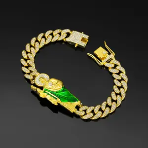 Saint Jude Bracelet, Zinc Alloy 24k Gold Plated Judas Thaddaeus Couple Bracelet, Catholic Mexican Bracelet For Men & Women