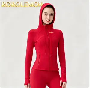 ROROLEMON Long Length Zip Up Hooded Jacket, Quick Dry Sports Coat With Pockets