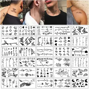 New Small Fresh Tattoo Stickers, High-End Sense Simple Flowers & Letters, English Rose Floral Temporary Tattoos - 30 Sheets Birthday Christmas Halloween Easter 4th of July Valentine’s Day Back to School St. Patrick’s Day gift