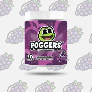 POGGERS® Grape Sleep Drink Mix - 30 Servings with 5 mg Melatonin, Natural Ingredients, No Artificial Colors, Dietary Supplement for Deeper Sleep