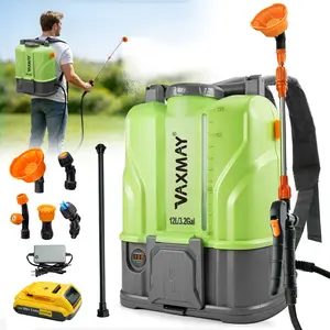 VAXMAY Battery Powered Backpack Sprayer 3.2 Gallon, 100 PSI Electric Garden Sprayer Compatible with DeWalt 20V Battery, Weed Yard Sprayer with 2 Wands, 5 Nozzles, 2.0 Ah Battery & Charger Included