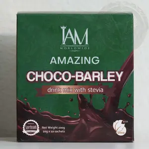 IAM Worldwide - Amazing Choco-Barley Chocolate Barley Drink Mix with Stevia 10 Sachets Non-Dairy Creamer Cocoa Halal Certified 200g