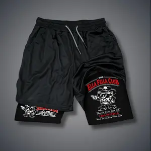 [Viral] 80s 90s Double-Layer Sports Shorts Graphic Shorts Black Camo Streetwear Shorts Men Outfits Men Vacation Outfits Shorts