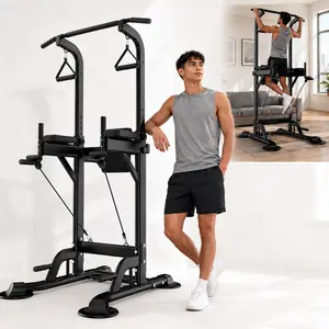 Multi-Function Power Tower for Home Gym, Pull Up Bar, Dip Station and Leg Raise Stand for Full Body Strength Training