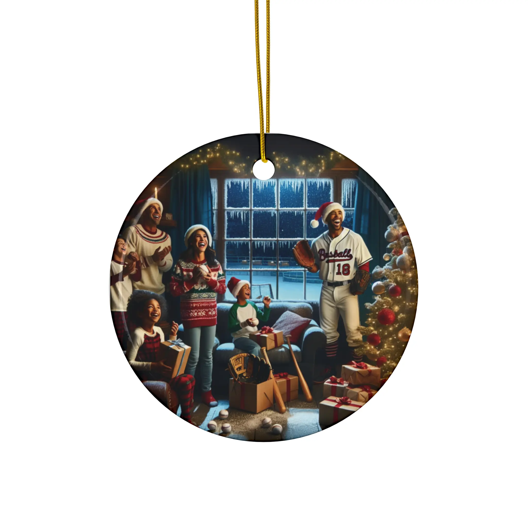 Ceramic Ornament, Family Baseball Christmas Ornament, Holiday Decor, Christmas Gift, Custom Ornament