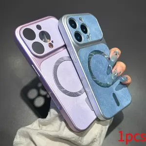 High-End Retro Denim Pattern Phone Case for iPhone 16 Pro Max, Magnetic Apple 17 Pro Max Case, Compatible with 13, 15/14 Plus