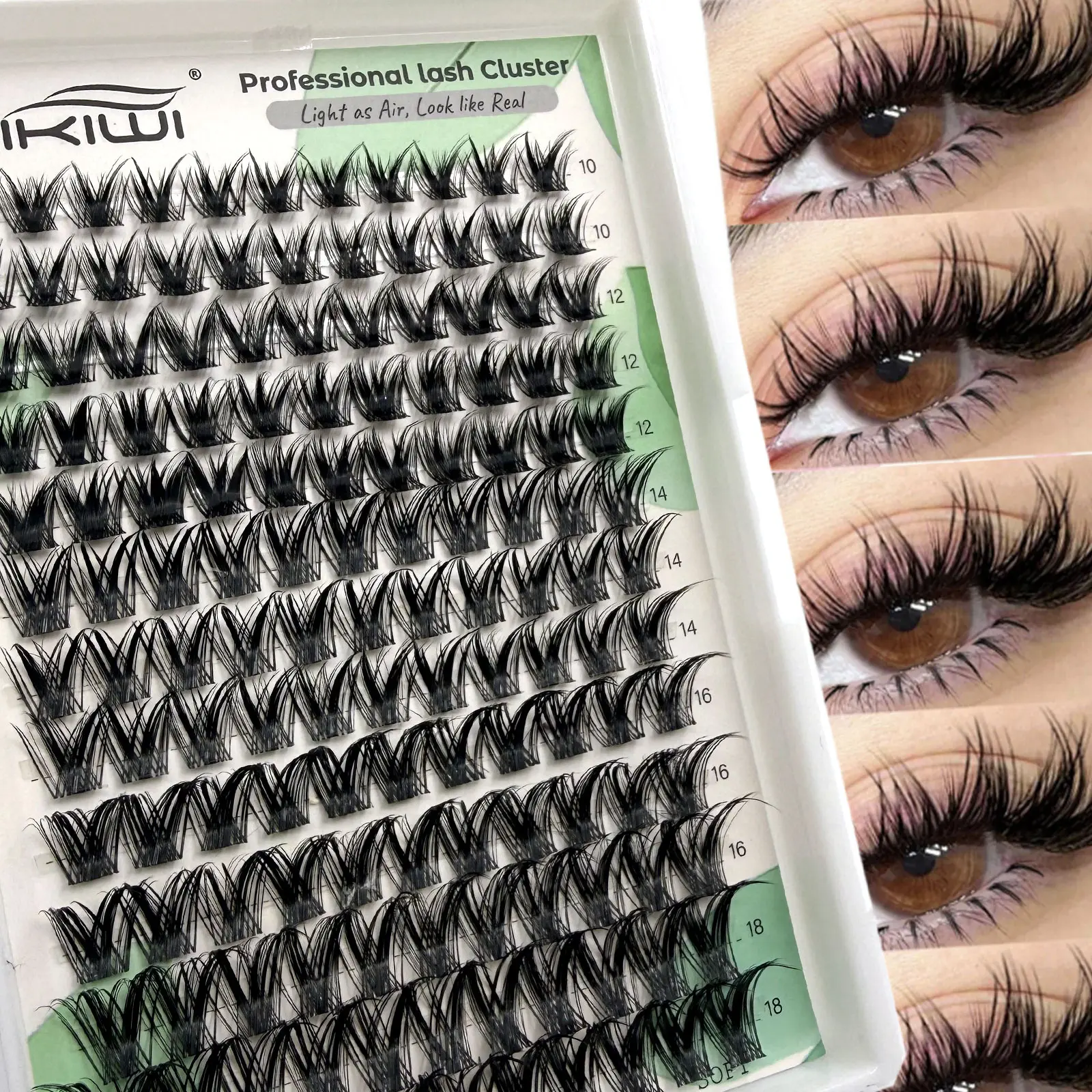 D Curl 143 PCS Lash Clusters Wispy Cluster Eyelash Extensions Puffy Individual Lashes 10-18mm Waterproof Natural Lash Extension DIY Cluster Lashes With Soft Thin Band Makeup