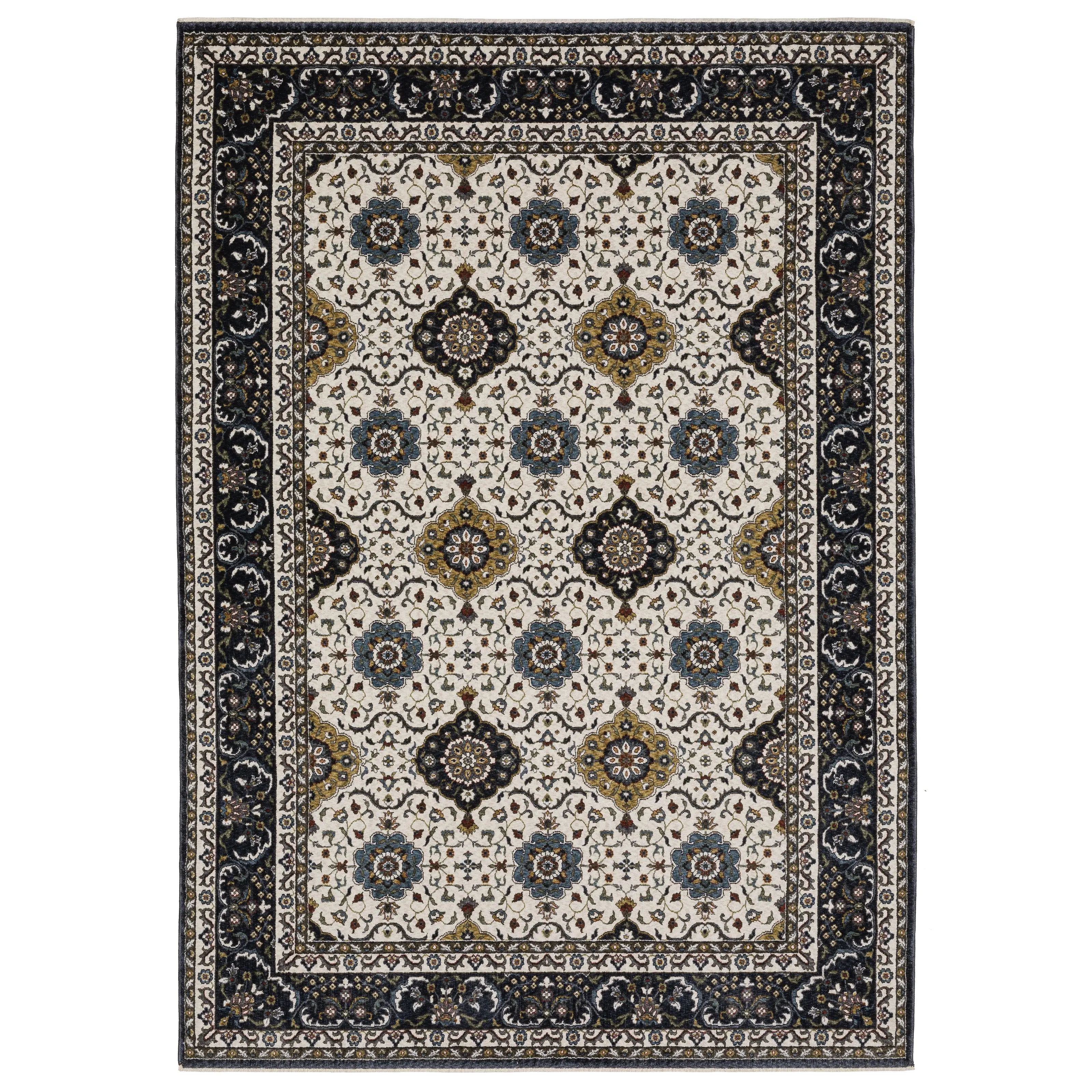 Oriental Weavers Vivian VI04D Ivory Navy Traditional Machine Woven Rug