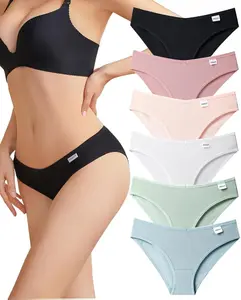 Women's 6-Pack Minimalist Basic Panties - Soft Spandex-Blend Cotton Fabric Underwear for Women, Breathable Low-Rise Ribbed Bikini Hipster Briefs, Slim & Sexy