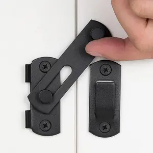 2 Packs 2.75” x 2.02” Matte Black Stainless Steel Barn Door Flip Latch Bi-fold Door Lock, Antique Sliding Door Gate Latch for Wine Cabinet Closet Barn Gate