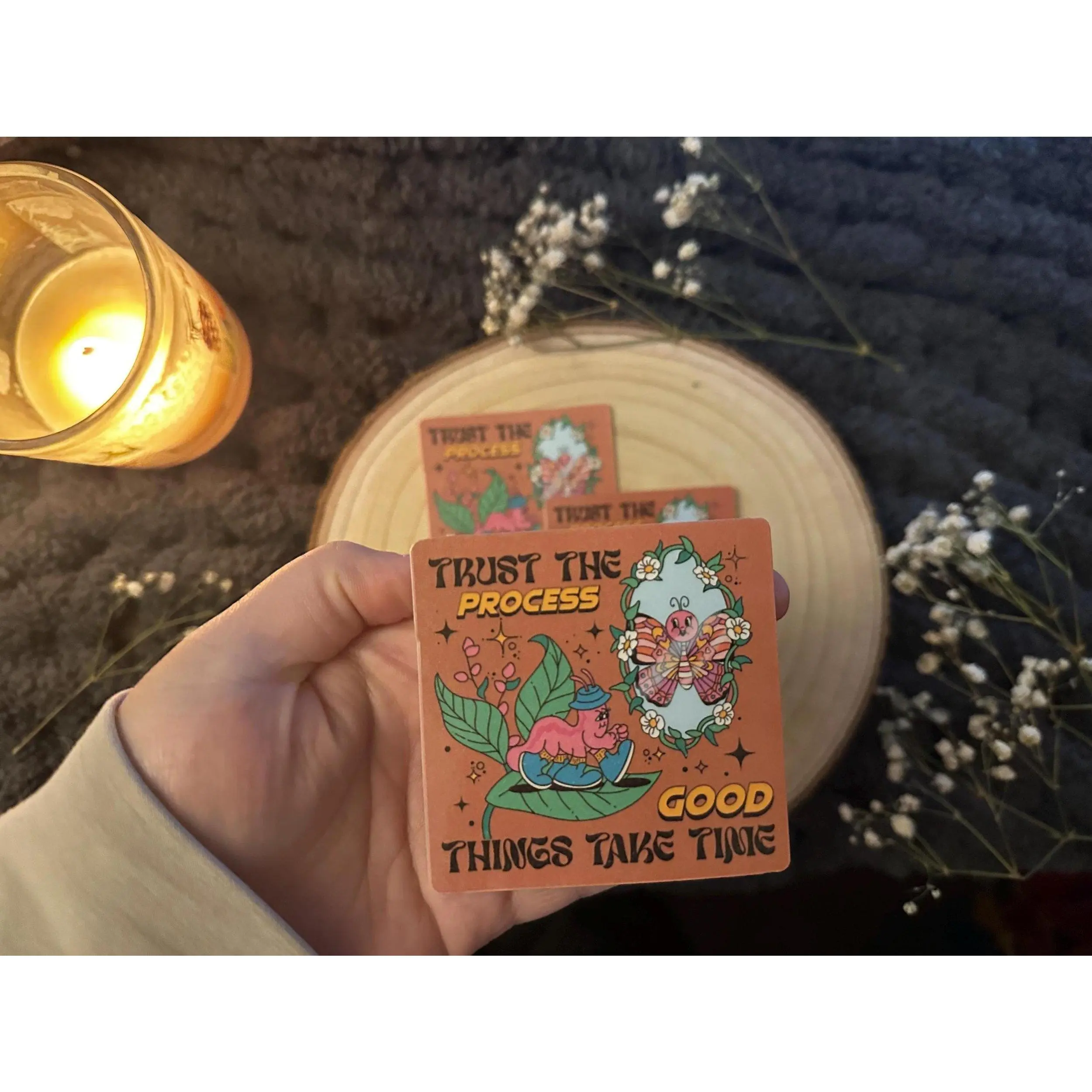 Trust the Process Sticker – Whimsical Caterpillar Positivity